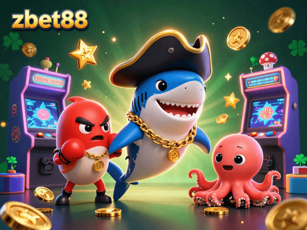 Join the zbet88 adventure with engaging characters and vibrant casino elements in a dynamic scene.
