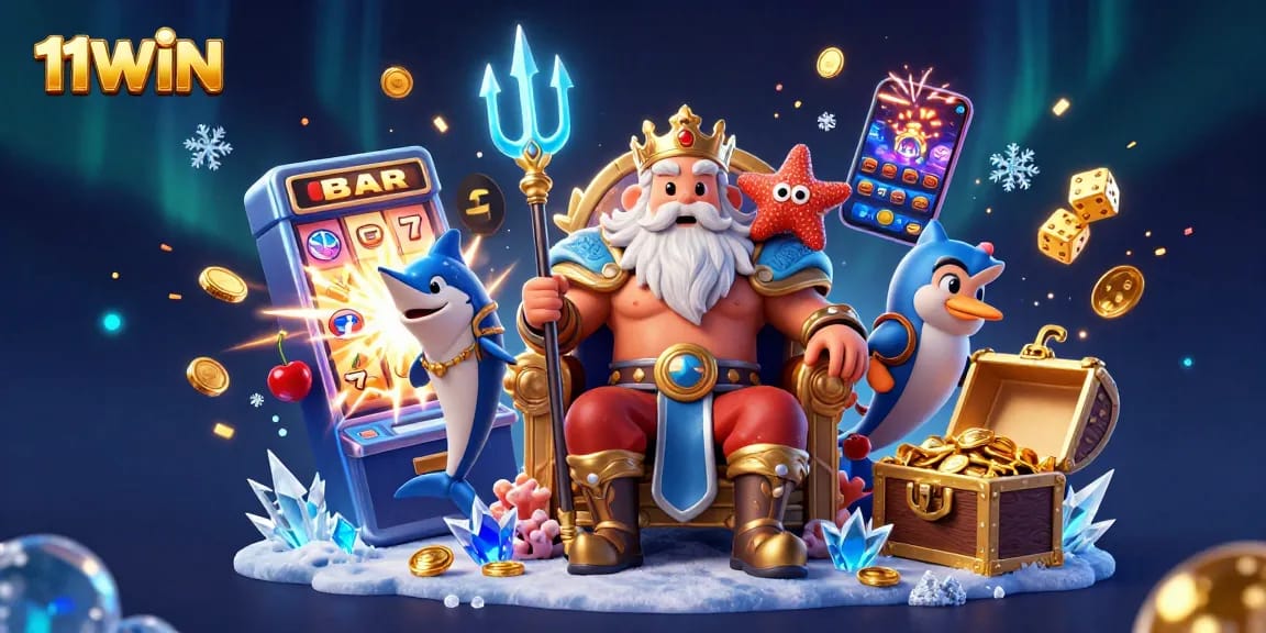 Win big at 11WIN with Neptune's treasure and exciting casino games in a vibrant scene.