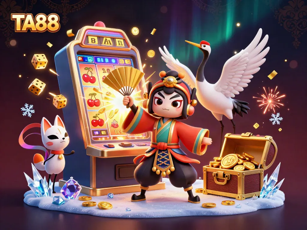 TA88 offers thrilling gameplay experiences with vibrant elements from a massive slot machine and dynamic characters.