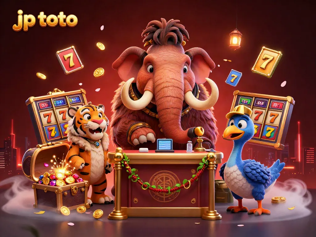 Engage with the world of jp toto featuring vibrant casino scenes with slot machines and iconic characters.