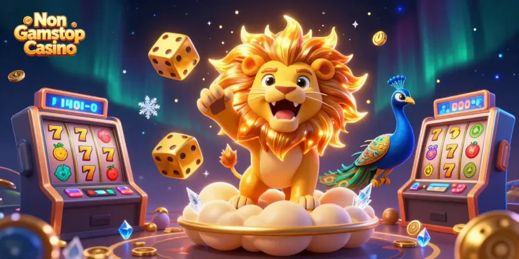Experience exhilarating action at Non Gamstop Casino with vibrant slot machines and captivating characters.