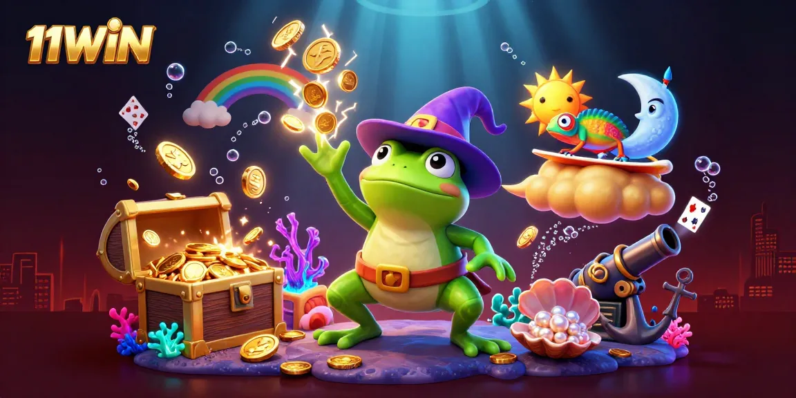 Experience the thrill of winning at 11WIN with this dynamic casino-themed illustration.