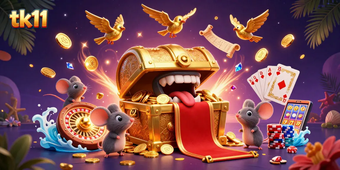 Experience thrilling adventures with tk11 as mice seek treasure in a vibrant casino atmosphere.