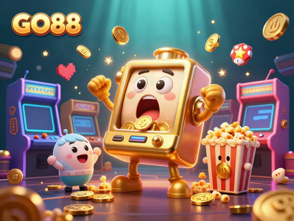 Experience exciting gameplay at GO88 with a cheerful slot machine winning huge coins.