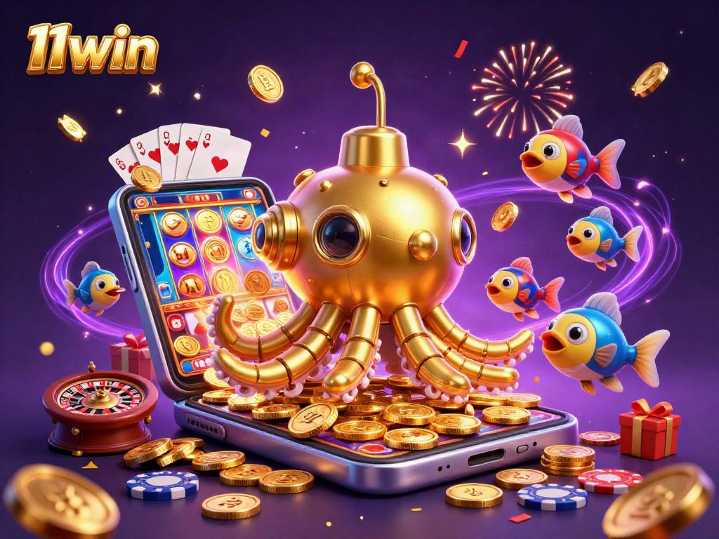 Engage with 11win slots as a golden kraken submarine emerges from coins and games.