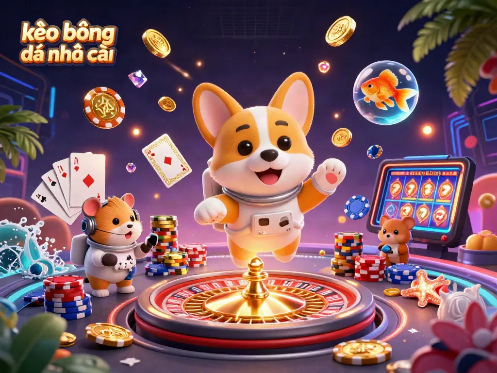 Experience the thrill of kèo bóng đá nhà cái with this vibrant, playful 3D casino scene.