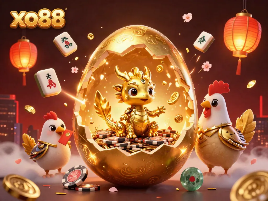 Experience thrilling wins at xo88 as a baby dragon cradled in poker chips captures magical moments.
